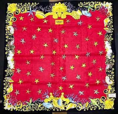 Stored Item Versace Cotton Scarf Handkerchief MEDIUM 53cm (20.87in) Starfish Red • $44.97