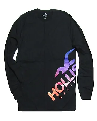 Hollister Men's Long Sleeve T-Shirt Black Wrap Graphic 100% Cotton NwT XS • $10