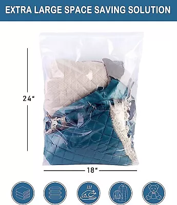 25 Large Plastic Bags Zipper Top 18  X 24  Seal Top Food Storage Clothes Bag • $18.16