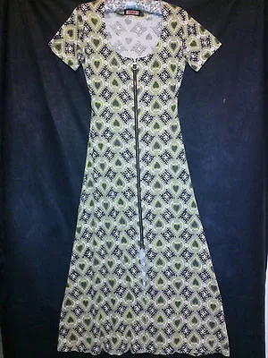 Med Original Clubwear Bodycon Dress100%cott. Zips Full Length Short Sle Green • $35.99