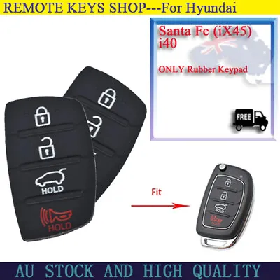 2*for Hyundai I40 I30 Ix35 Sante Fe Flip Key Rubber Keypad Remote Cover 4 Button • $10.16