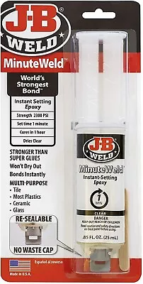 J-B Weld 50101 MinuteWeld Instant-Setting Epoxy Syringe & Static Mixers Kit • $8.50