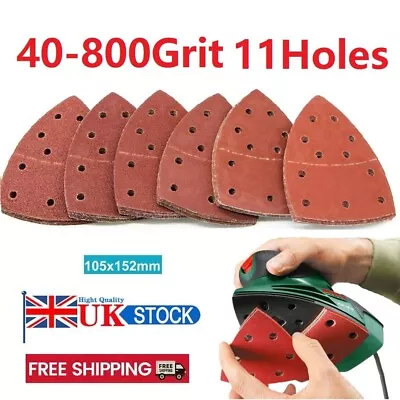 40-800Grit Mouse Detail Sanding Sheets Triangular Sander Pads 11Hole Sand Paper • £5.27