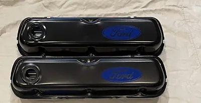 Ford SB 289 302 351 Windsor Steel Valve Covers Ford Blue Logo New Pair In Stock • $59.95