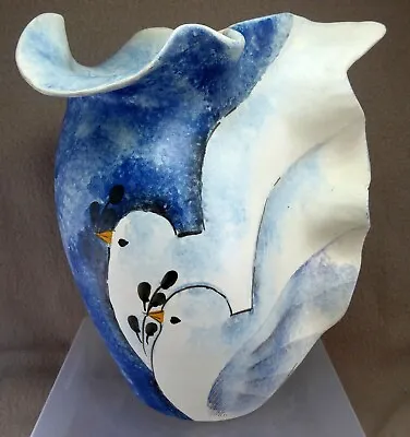 £14.99 • Buy Unusual Studio Pottery Doves Sculpted 8  Vase