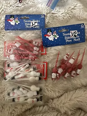 38 Vintage Christmas Food Cake Cupcake Toppers Picks Santa Claus Snowman • $24.99