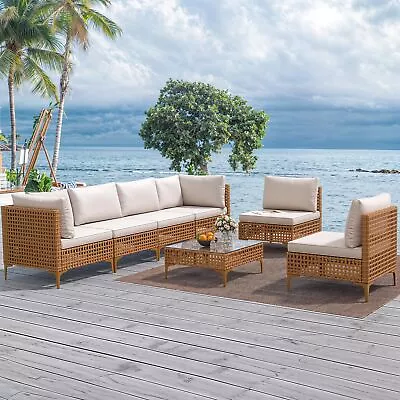 7X Outdoor Patio Furniture Set Sectional Sofa Rattan Chair Wicker Set W/ Cushion • $485.44