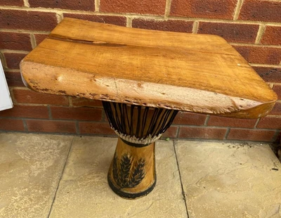 £79.99 • Buy Vintage African Drum Table- Solid Wooden Top- Interior Design Table