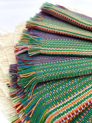 Boho Woven Napkins Dinner Table Decor Rainbow Reusable Set 6 Southwest Mexican • £26.02