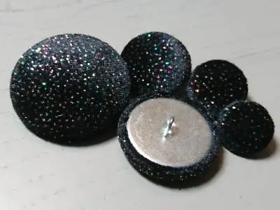 Black Velvet Sparkly Buttons 16mm 18mm 20mm 23mm 25mm 31mm & 37mm • £3.50
