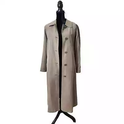 Vintage Burberry Olive Green Button Front Trench Coat Sz 8 • $145.80