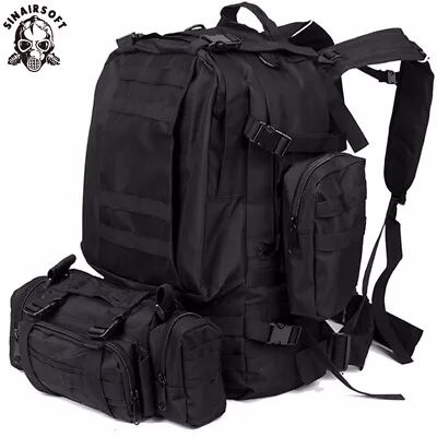 50L Molle Hiking Camping Bag Tactical Military Rucksack Backpack Outdoor BK US • $34.99