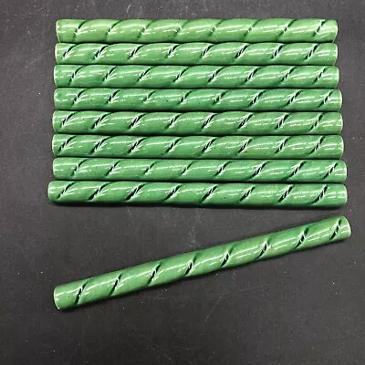 9 Glossy Green Color Ceramic Rope Border Trim Tiles 1/2  X 6  Hand Painted Read • $24.99