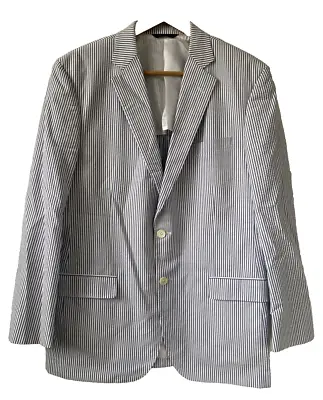 BROOKS BROTHERS Madison Fit Blue White Seersucker Cotton Blazer Sport Coat 42 • $104.95