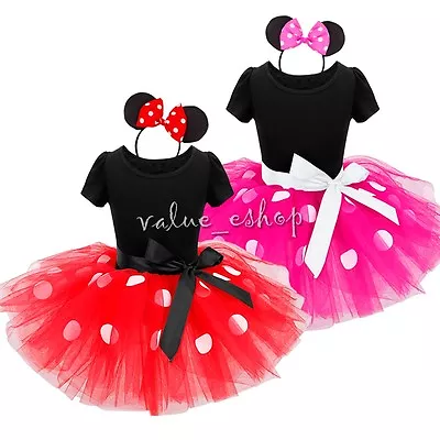 £9.99 • Buy Girls Kid Cartoon Mouse Fancy Dress Baby Polka Dots Costume Party Outfit Clothes