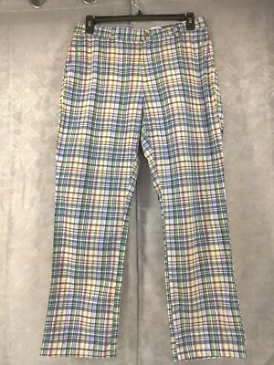 Vineyard Vines Pants Men 33x30 Breaker Blue Plaid Madras Flat Front Straight • $25