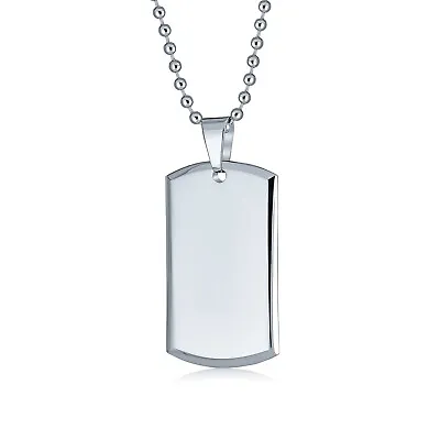 Men's Personalized Military Dog Tag Pendant Necklace Stainless Steel • $14.99