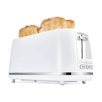 $34.05 • Buy 4-Slice Long Slot Electric Toaster Toasted Defrost Reheat Kitchen White