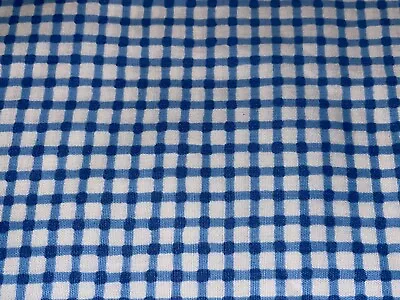 By 1/2 Yd Blue & White Plaid Check Cotton Quilt Fabric BTHY Vintage • $3.78