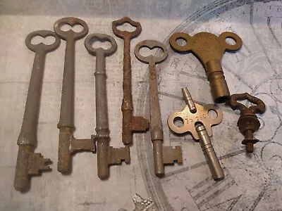 Vintage Keys Lot Of 8 For Art Steampunk Supplies Some Grandfather Clock Keys  • $22