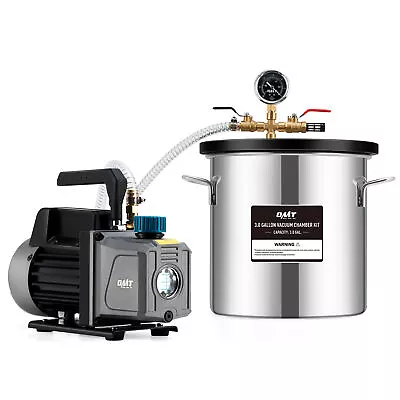 OMT 3 Gallon Vacuum Chamber & 3.5 Cfm Vacuum Pump Kit W 5 Ft Hose & Accessories • $111.35