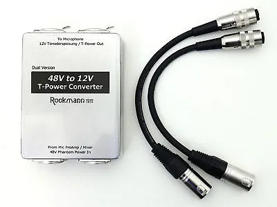 Dual P48 T12 PHANTOM To T-POWER CONVERTER + 2 Tuchel Sennheiser MKH416 405T 406T • $161.51