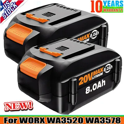 2PACK 8.0Ah For WORX 20V MAX Extend Lithium Battery WA3520 WA3525 WA3575 WA3578 • $48.49