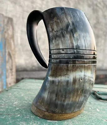 Viking Tankard Drinking Horn Beer Mug Vintage Medieval Ale Mead Home Gift -16 Oz • $33