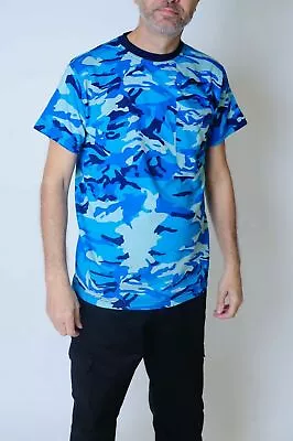 Men's Camo Check T Shirt Camouflage Top Army / Military / Hunting / Fishing UK • £6.99