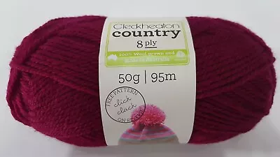 Cleckheaton Country #0018 Maroon 100% Pure Wool 8 Ply • $5.50