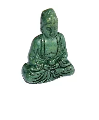 Nephrite Jade Carved Sculpture Seated Shakyamuni  Buddha Praying ( Green Jade) • £25