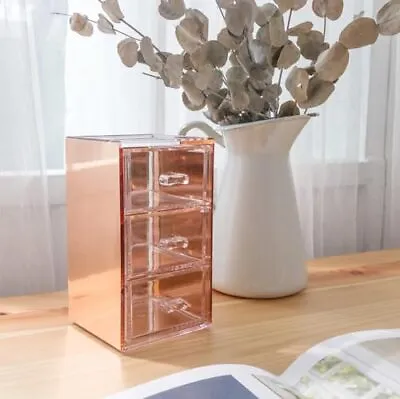 Rose Gold Acrylic Vanity Organizer Makeup Organizer Storage Drawers Desk Smal... • $32.65