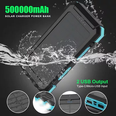 500000mAh Solar Power Bank 2USB External Battery Charger Universal For Phone  AU • $48.99