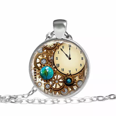 $1.89 • Buy Steampunk Clock Gears Jewelry Necklace, Gears Jewelry Necklace, Steampunk Silver