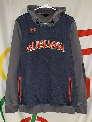 Under Armour Auburn Tigers Hoodie Mens Large Sweatshirt Quilted Football Blue • $19.97