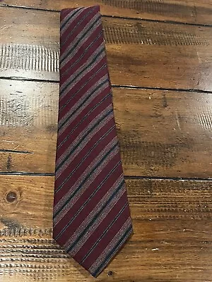 NWT Kiton Burgundy Stripe Wool & Silk Tie 7 Fold $295 Neiman Marcus • $119