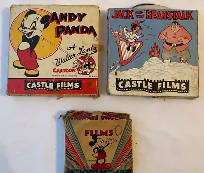 Vintage Film Reel Cartoons - Mickey Mouse - Andy Panda - Jack & Beanstalk (3) • $14.59