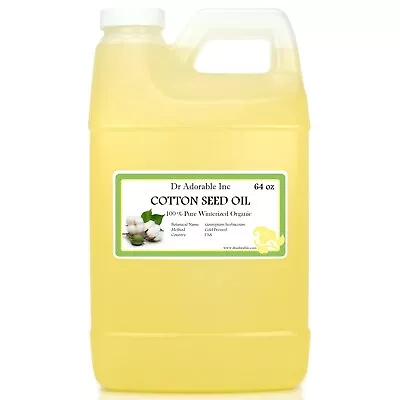 64 Oz/half Gallon Organic Cottonseed Carrier Oil Pure Cold Pressed  • $24.99