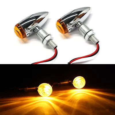 Motorcycle Mini Bullet Turn Signals Amber Light For Triumph Bonneville T100 T120 • $16.80