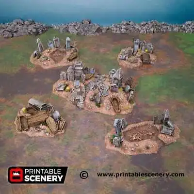 Graveyard Hills - Fantasy Scatter Terrain - Fantasy Tabletop Terrain  • $32.29