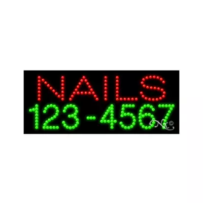 NEW “NAILS  27x11 PHONE NUMBER SOLID & ANIMATED LED SIGN W/CUSTOM OPTIONS 20364 • $299