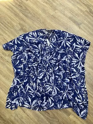 £12.99 • Buy Debenhams Floral Kaftan Navy Blue Pool Beach Cover Up Holiday Sheer Size L New