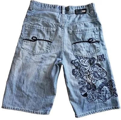 Vintage Ecko Unltd Jean Shorts Men’s 30 Blue Denim Baggy Fit Embroidered    • $59.50