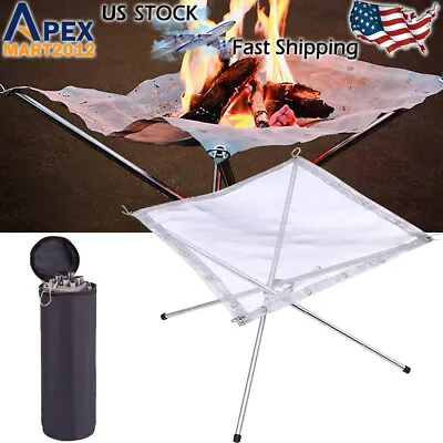 $19.99 • Buy Portable Fire Pit Campfire Wood Burning Rack Fireplace Outdoor Patio Steel Mesh