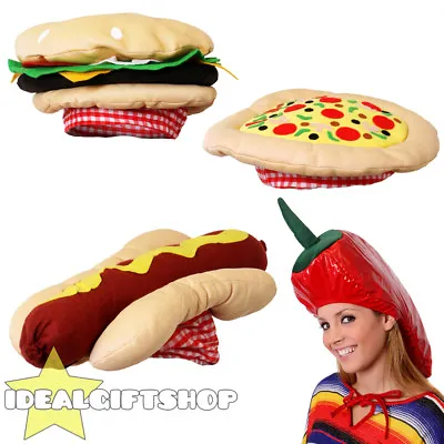 Fast Food Hat Novelty Pizza Hot Dog Burger Chilli Fancy Dress Costume Accessory • £5.99