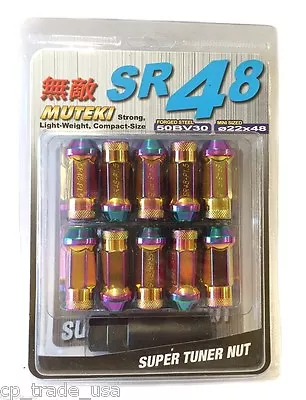 Muteki SR48 Neon Neo Chrome 12x1.5 20pc EK EG DA DC2 AP1 AP2 DC5 IS350 GS300 RX7 • $125