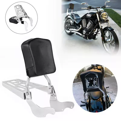 Rear Sissy Bar Backrest Pad Luggage Rack Chrome For Victory Kingpin Vegas 03-UP • $136.78