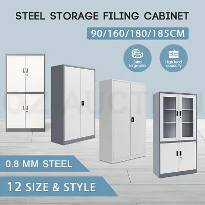 Metal Filing Cabinet Office Shelves Stationary Steel Storage Lockable Cupboard • $229.95