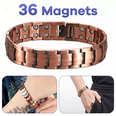 Men's Bracelet Magnetic Therapy Arthritis Pain Relief Pure Solid Copper Bangle U • $6.64