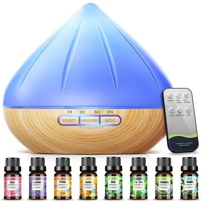 Aromatherapy  Diffuser  With  8x10 Essential Oils & 4 Times Settings With Remote • £12